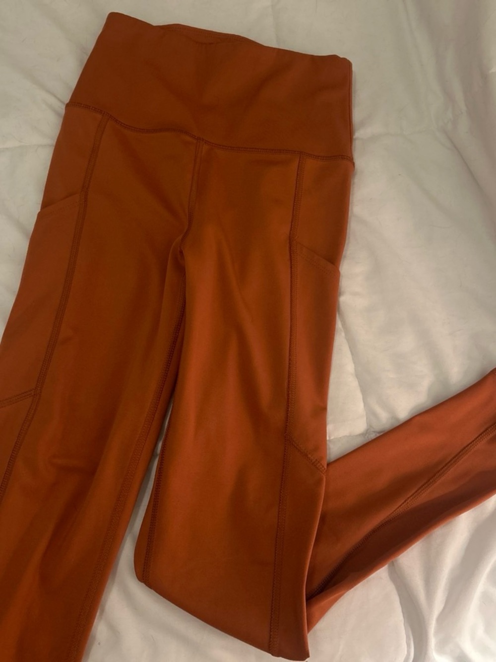 American Eagle Outfitters Rust High-Waist Leggings with Side Pockets